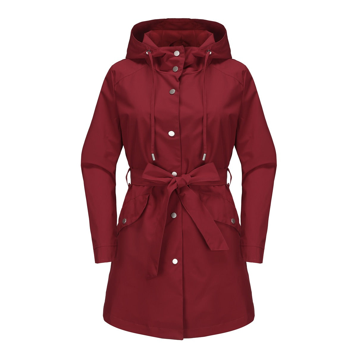 Damen Windbreaker Jacke – Wasserabweisend – Kapuze – Taillengürtel – Bequeme Passform