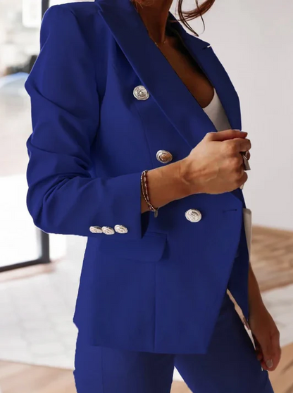 Damen Anzug Set – Doppelreihiger Blazer – Taillierte Passform – Slim Fit Hose