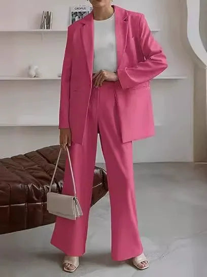 Damen Blazer Set – Tailored Fit – Wollmischung – Einreiher mit Schlaghose