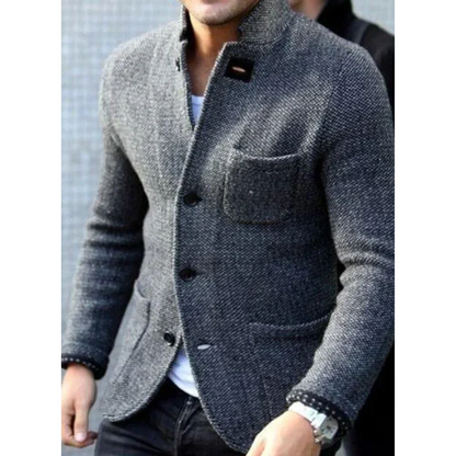 Herren Blazer – Taillierter Schnitt – Texturiertes Wollgewebe – Knopfverschluss – Business Look