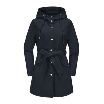 Damen Windbreaker Jacke – Wasserabweisend – Kapuze – Taillengürtel – Bequeme Passform