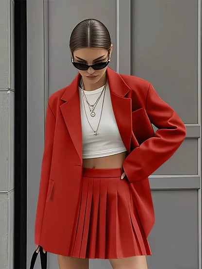 Damen Blazer – Oversized Fit – Strukturierter Schnitt – Glattes Gewebe – Flap-Taschen