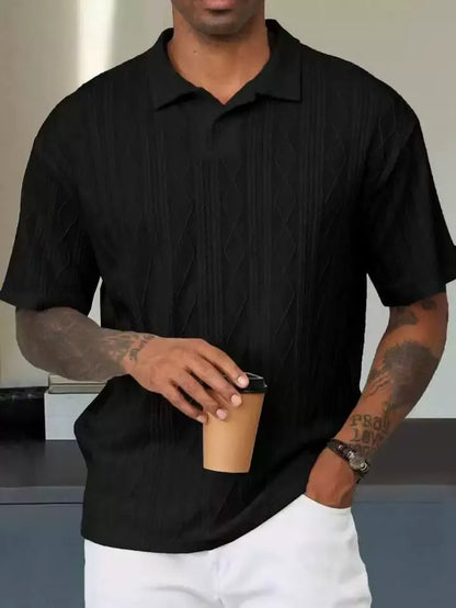 Herren Poloshirt – Relaxed Fit – Baumwollgriff – Strukturstrick – Kurzarm Casual