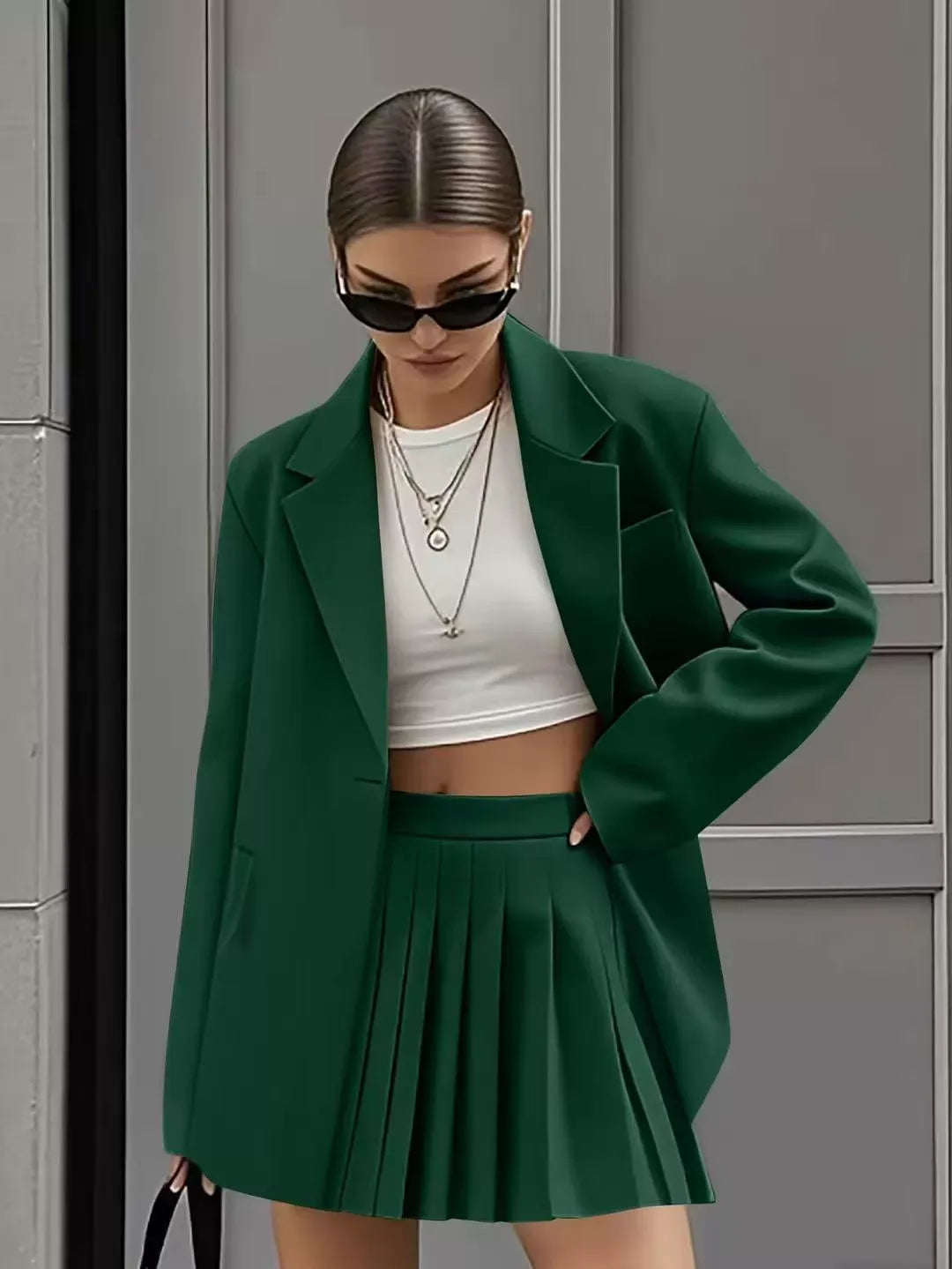 Damen Blazer – Oversized Fit – Strukturierter Schnitt – Glattes Gewebe – Flap-Taschen