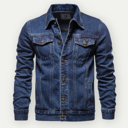 Herren Truckerjacke – Denim – Taillierter Schnitt – Knopfleiste – Brusttaschen