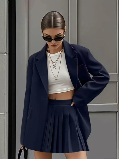 Damen Blazer – Oversized Fit – Strukturierter Schnitt – Glattes Gewebe – Flap-Taschen