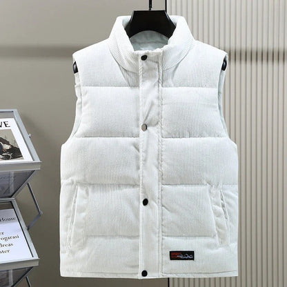 Herren Weste – Cordstruktur – Gesteppt – Hoher Kragen – Druckknopf – Outdoor geeignet