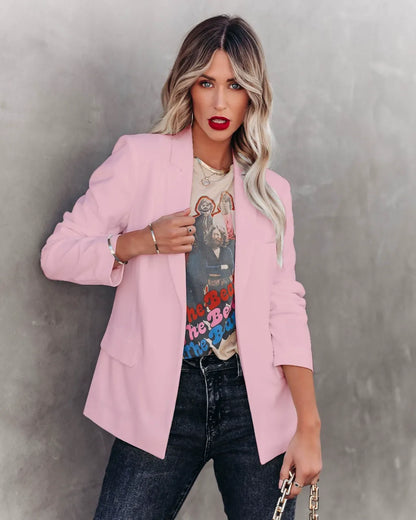 Damen Blazer – Taillierter Schnitt – Glattes Gewebe – Offene Einreiher-Front