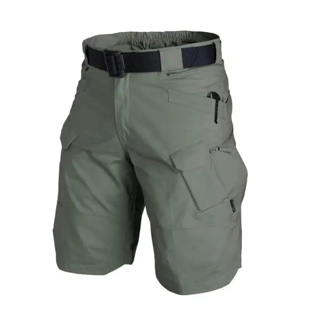 Herren Cargo-Shorts – Relaxed Fit – Atmungsaktive Mischung – 6 Reißverschlusstaschen – Integrierter Gürtel