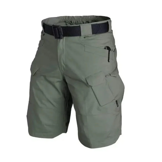 Herren Cargo-Shorts – Relaxed Fit – Atmungsaktive Mischung – 6 Reißverschlusstaschen – Integrierter Gürtel
