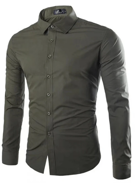 Herren Businesshemd – Slim Fit – Bügelfrei – Atmungsaktive Mischung – Langarm