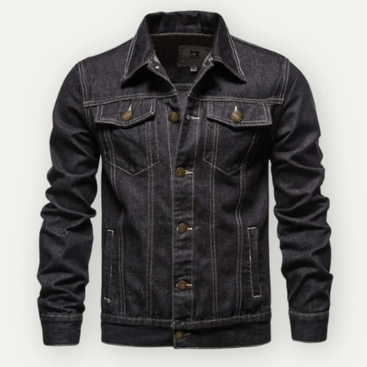 Herren Truckerjacke – Denim – Taillierter Schnitt – Knopfleiste – Brusttaschen