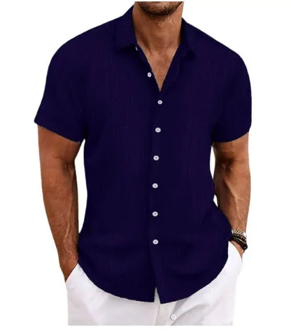 Herren Kurzarmhemd – Relaxed Fit – Jacquardstruktur –  Knopfleiste