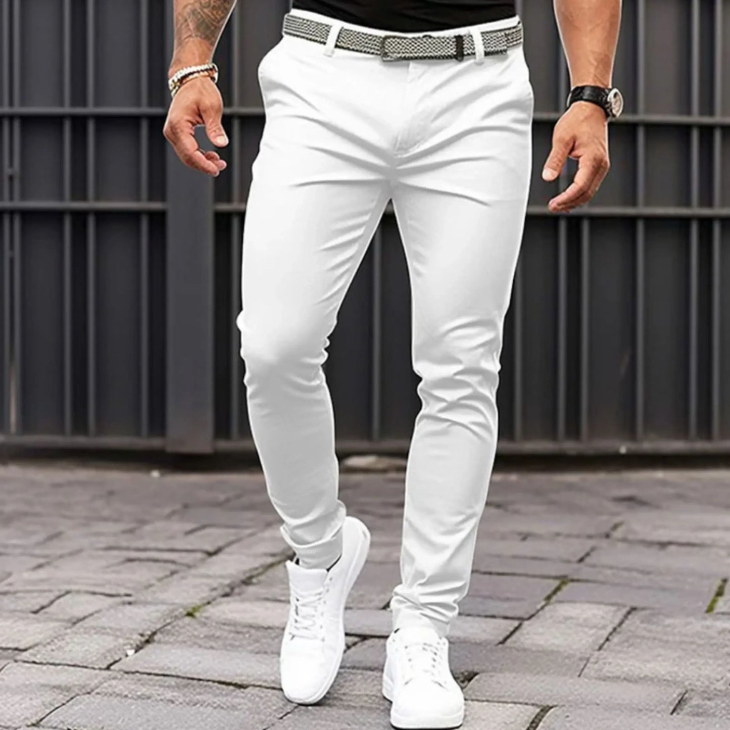 Herren Freizeithose – Slim Fit – Tapered Leg – Atmungsaktiv – Vollständig Lang