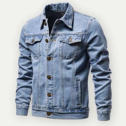 Herren Truckerjacke – Denim – Taillierter Schnitt – Knopfleiste – Brusttaschen