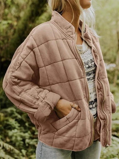 Damen Steppjacke – Lockerer Schnitt – Hoher Kragen – Leicht und Atmungsaktiv