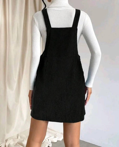 Damen Midikleid mit Trägern – Cord – Lockerer Schnitt – Verstellbare Schnallen – Freizeitkleidung