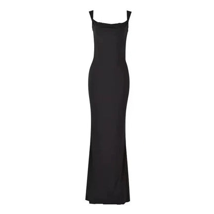 Damen Abendkleid – Figurbetont – Cowl-Ausschnitt – Drapiertes Bustier – Maxilänge