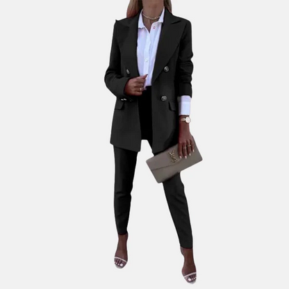 Damen Anzug Set – Tailored Fit – Longline Blazer – Slim Fit Hose – Wolle Mix