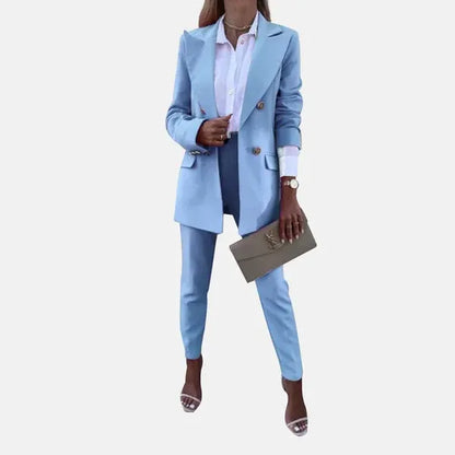 Damen Anzug Set – Tailored Fit – Longline Blazer – Slim Fit Hose – Wolle Mix