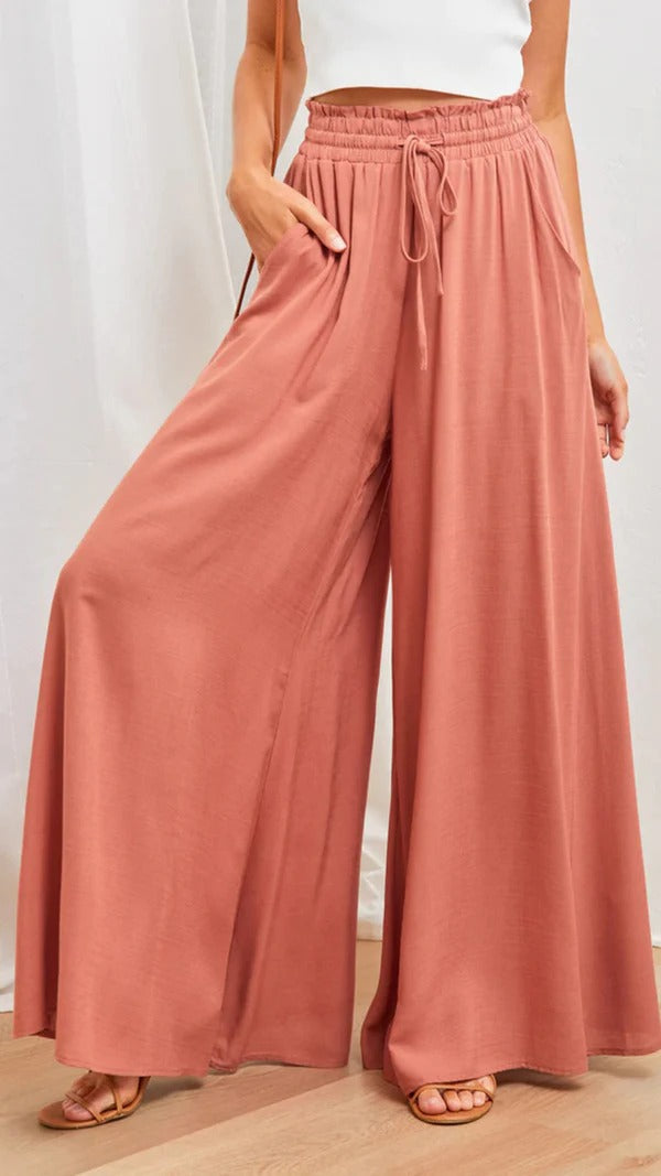 Damen Maxirock – Lockerer Schnitt – Faltenwurf – Elastischer Bund mit Kordelzug