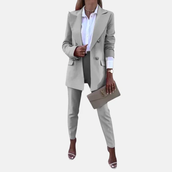 Damen Anzug Set – Tailored Fit – Longline Blazer – Slim Fit Hose – Wolle Mix
