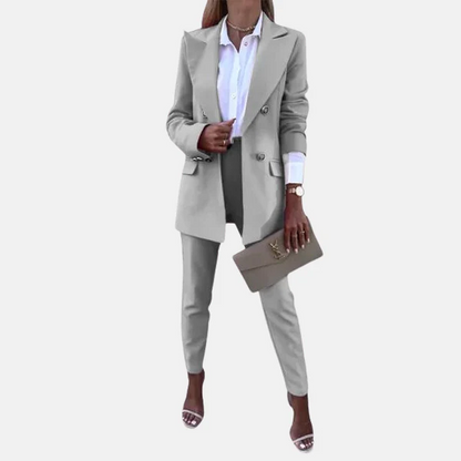 Damen Anzug Set – Tailored Fit – Longline Blazer – Slim Fit Hose – Wolle Mix
