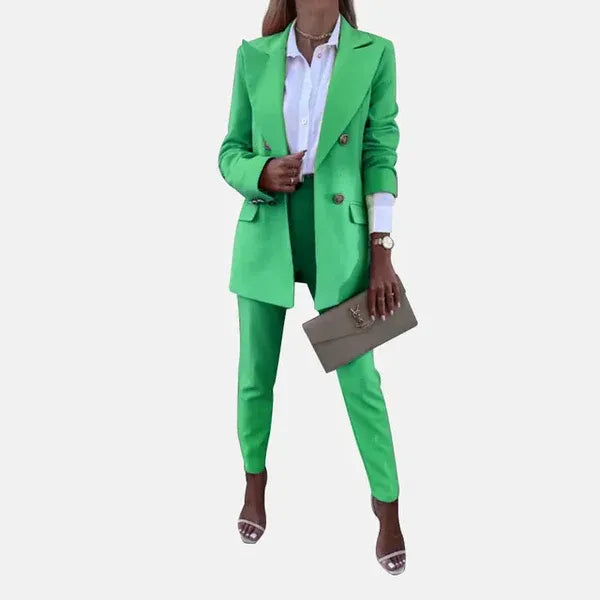 Damen Anzug Set – Tailored Fit – Longline Blazer – Slim Fit Hose – Wolle Mix
