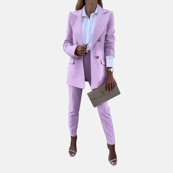 Damen Anzug Set – Tailored Fit – Longline Blazer – Slim Fit Hose – Wolle Mix