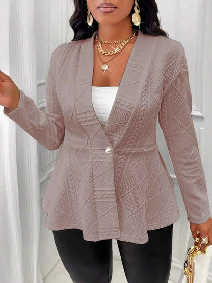Damen Blazerjacke – Taillierter Schnitt – Strukturierter Webstoff – Ein-Knopf-Verschluss – Eleganter Business-Look