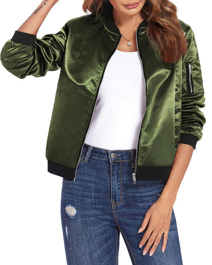 Damen Bomberjacke – Lockerer Schnitt – Windabweisend – Zipper – Alltagstauglich