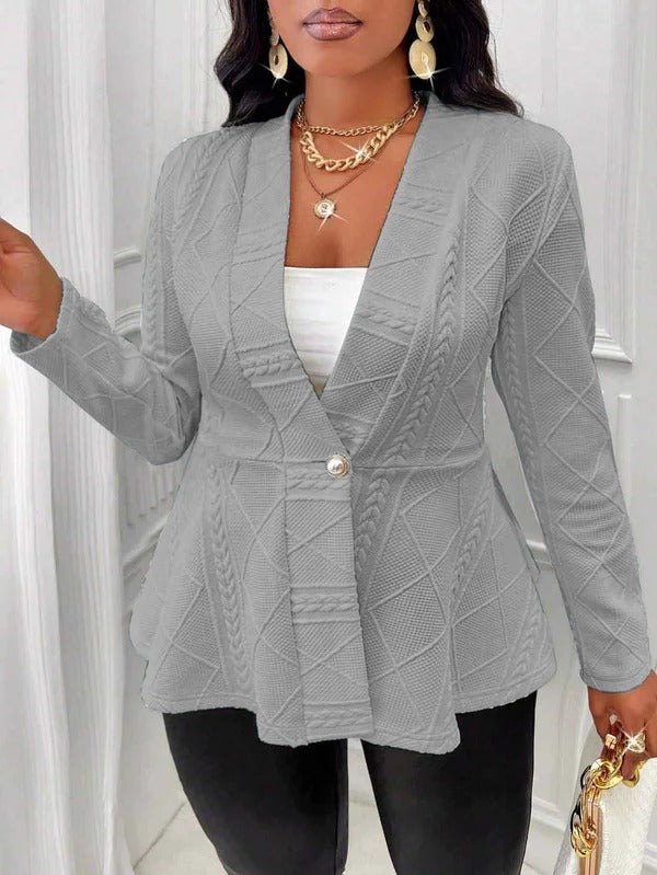 Damen Blazer – Taillierter Schnitt – Texturiertes Gewebe – Ein-Knopf-Verschluss – Business Look