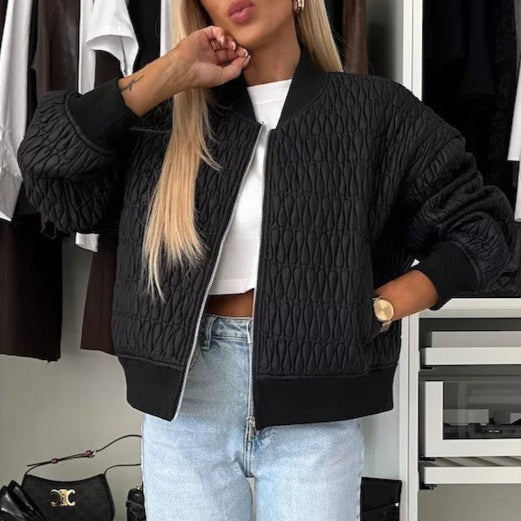 Damen Steppjacke – Oversized Passform – Kurzschnitt – Reißverschluss – Freizeitlook