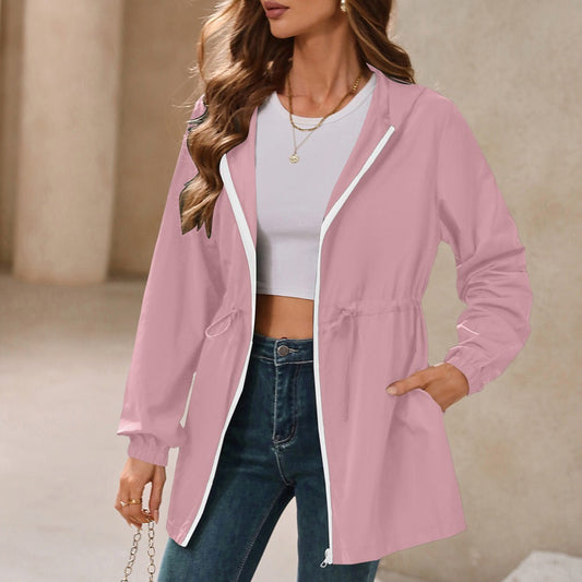 Damen Regenjacke – Wasserdicht Winddicht – Verstellbare Taille – Kapuze – Reißverschluss