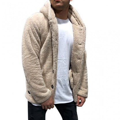 Herren Kapuzenjacke – Fleece-Touch – Lockerer Schnitt – Knopfleiste – Freizeitmode