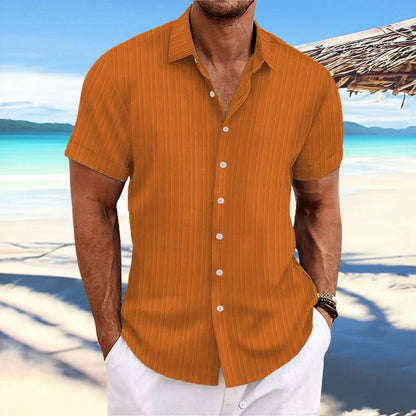 Herren Kurzarmhemd – Relaxed Fit – Jacquardstruktur –  Knopfleiste