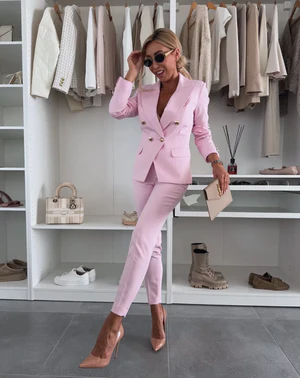 Damen Anzug Set – Doppelreihiger Blazer – Taillierte Passform – Slim Fit Hose