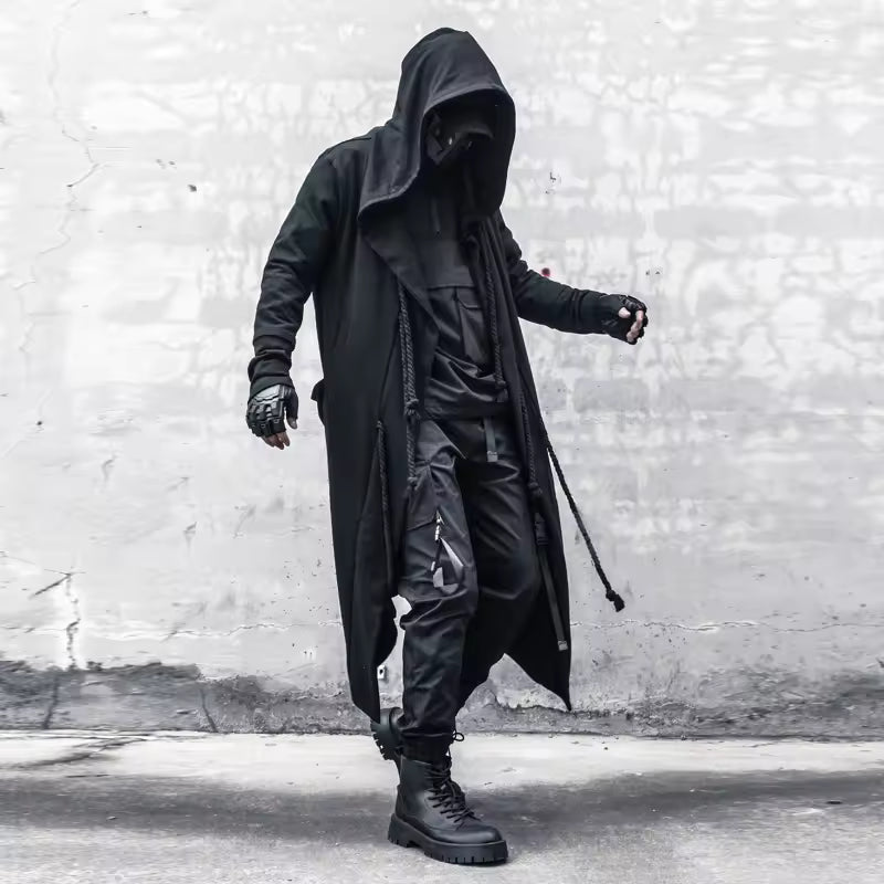 Herren Mantel – Oversized Fit – Wollmix – Kapuze – Offene Front – Streetwear Look