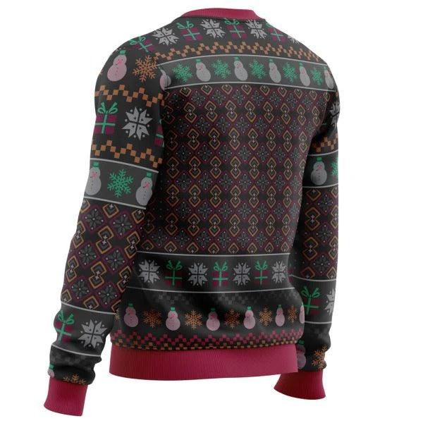 Herren Pullover – Strickmaterial – Standard Fit – Festliches Grafikmotiv – Gerippte Abschlüsse