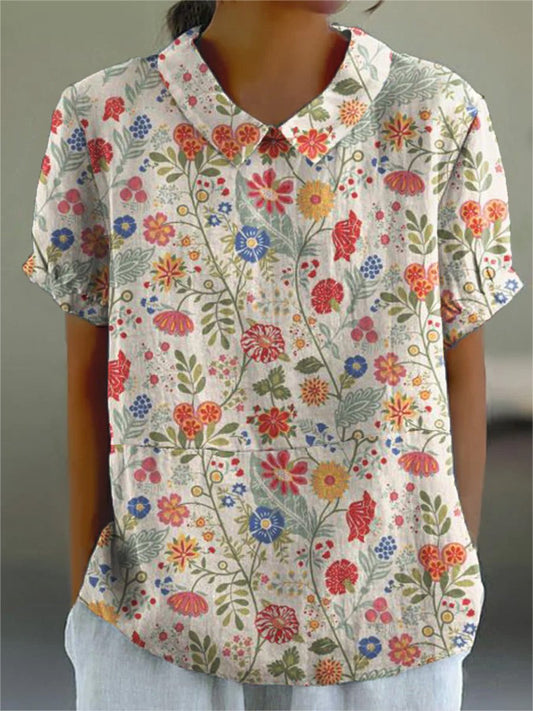 Damen Freizeithemd – Relaxed Fit – Floraler Print – Atmungsaktive Naturfasern