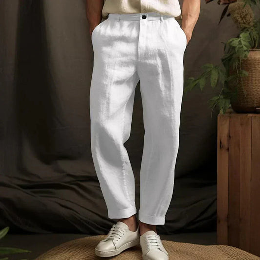 Herren Leinenhose – Relaxed Fit – Gerade Bein – Atmungsaktiv für Freizeit