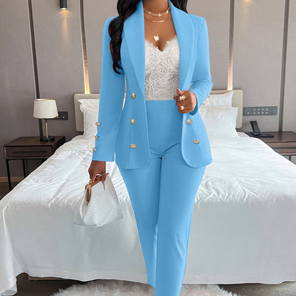 Damen Anzug Set – Taillierter Schnitt – Doppelreihig – Business Look – Hoher Bund