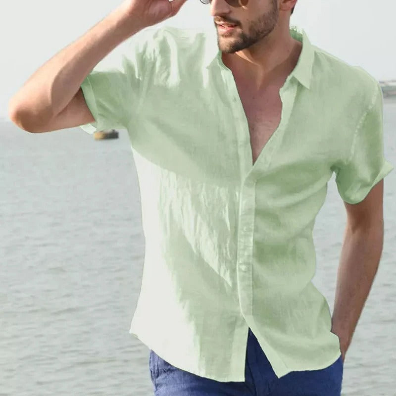 Herren Kurzarmhemd – Relaxed Fit – Knopfleiste – Luftige Naturfasern