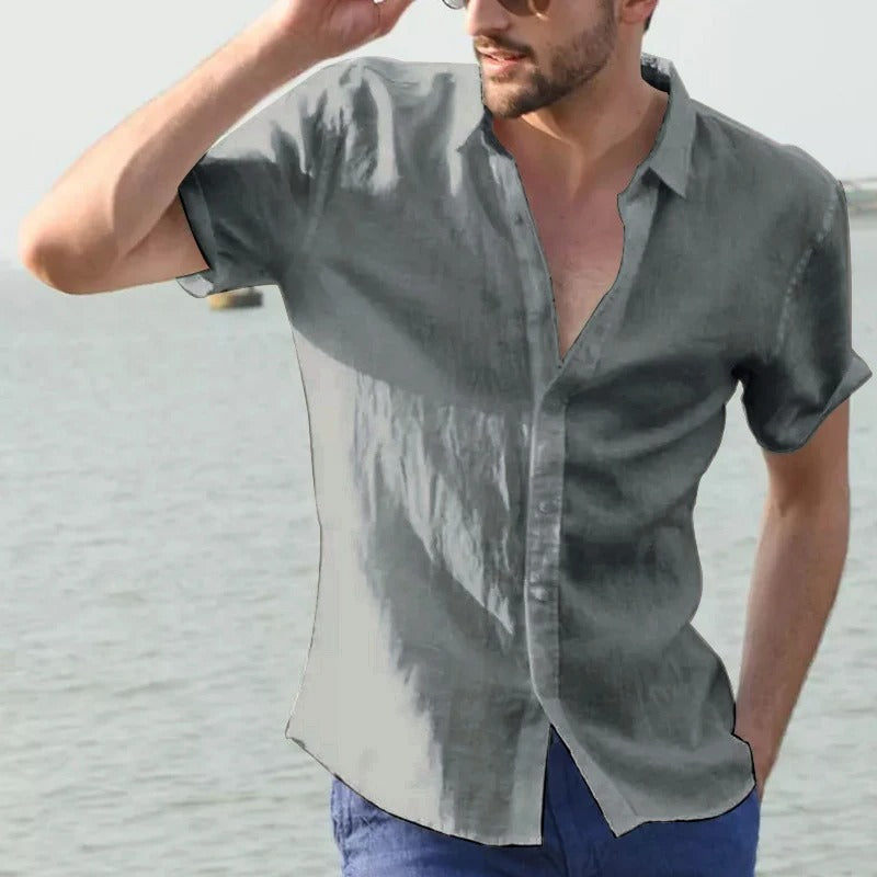 Herren Kurzarmhemd – Relaxed Fit – Knopfleiste – Luftige Naturfasern