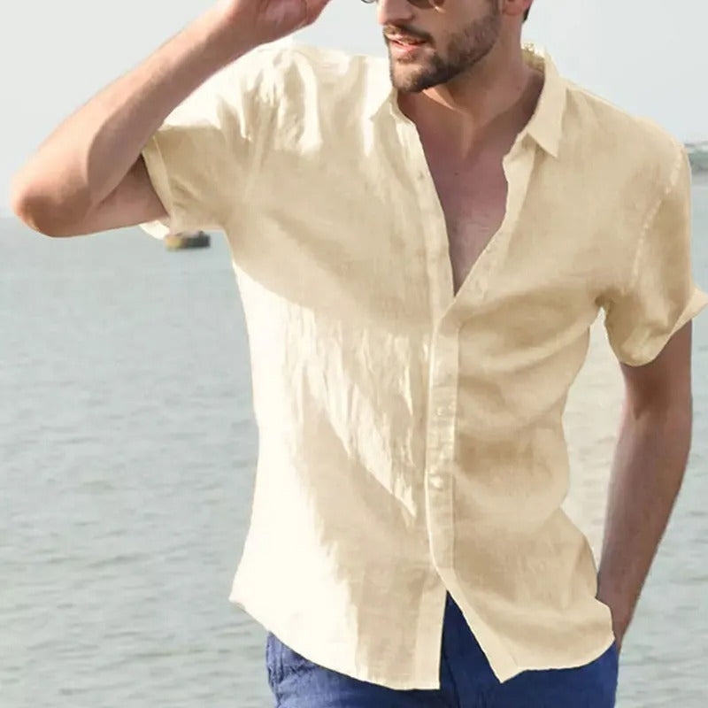 Herren Kurzarmhemd – Relaxed Fit – Knopfleiste – Luftige Naturfasern