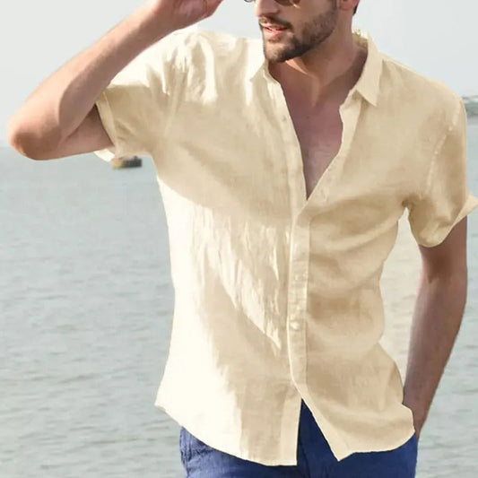 Herren Kurzarmhemd – Relaxed Fit – Knopfleiste – Luftige Naturfasern