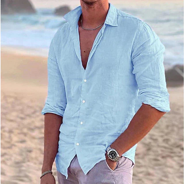 Herren Freizeithemd – Relaxed Fit – Lange Ärmel – Natürliche Fasern – Atmungsaktiv