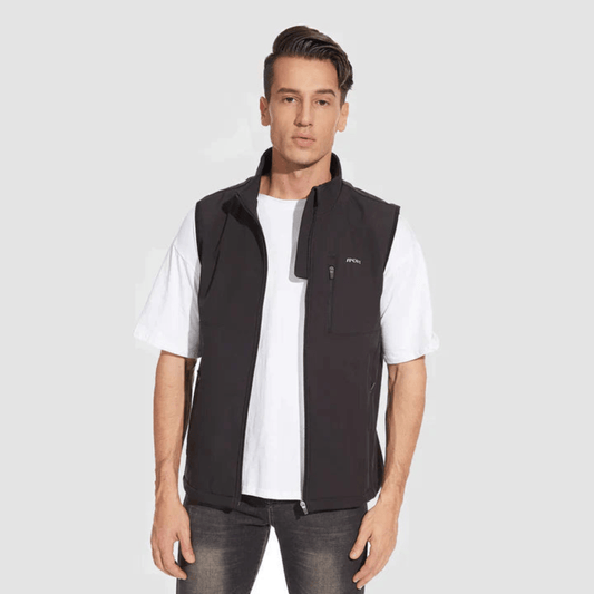 Herren Weste – Regular Fit – Leichtes Gewebe – Hoher Kragen – Reißverschluss – Brusttasche