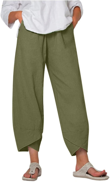 Damen Culottes – Weites Bein – Elastischer Bund – Atmungsaktive Naturfasern – Knöchellang