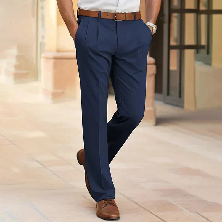 Herren Anzughose – Tailored Fit – Gerade Passform – Faltenfront – Baumwollmix